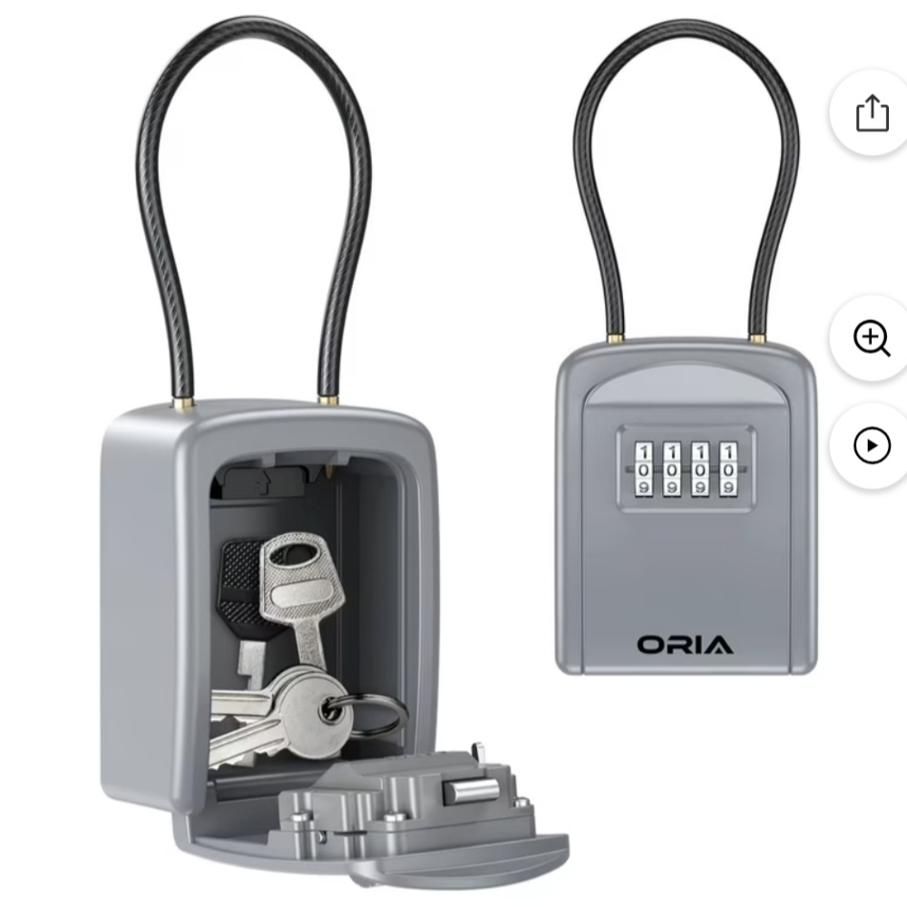 Key Box, Waterproof 4 Digit Combination Key Safe Box - Silver